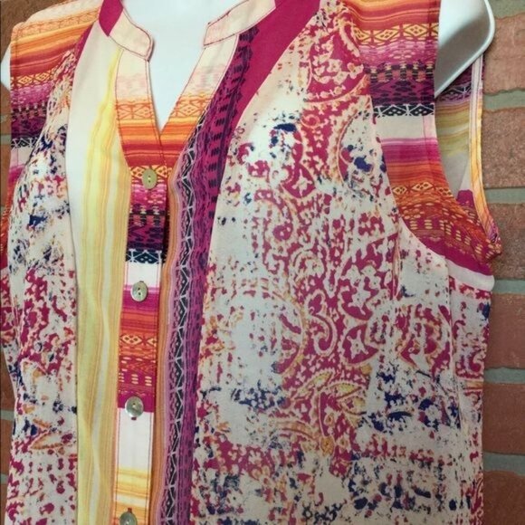 Fig and Flower Womens Semi Sheer Blouse Size Large Sleevless Top - Picture 4 of 10